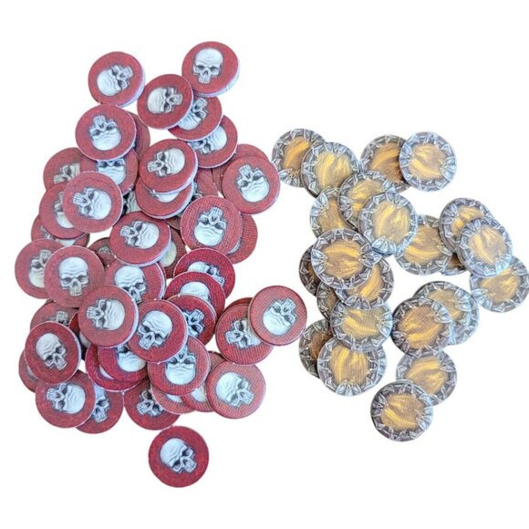 Heroes Game Tokens Round Cardboard Replacement Pieces Parts Gem Skull Role Play - Picture 3 of 3